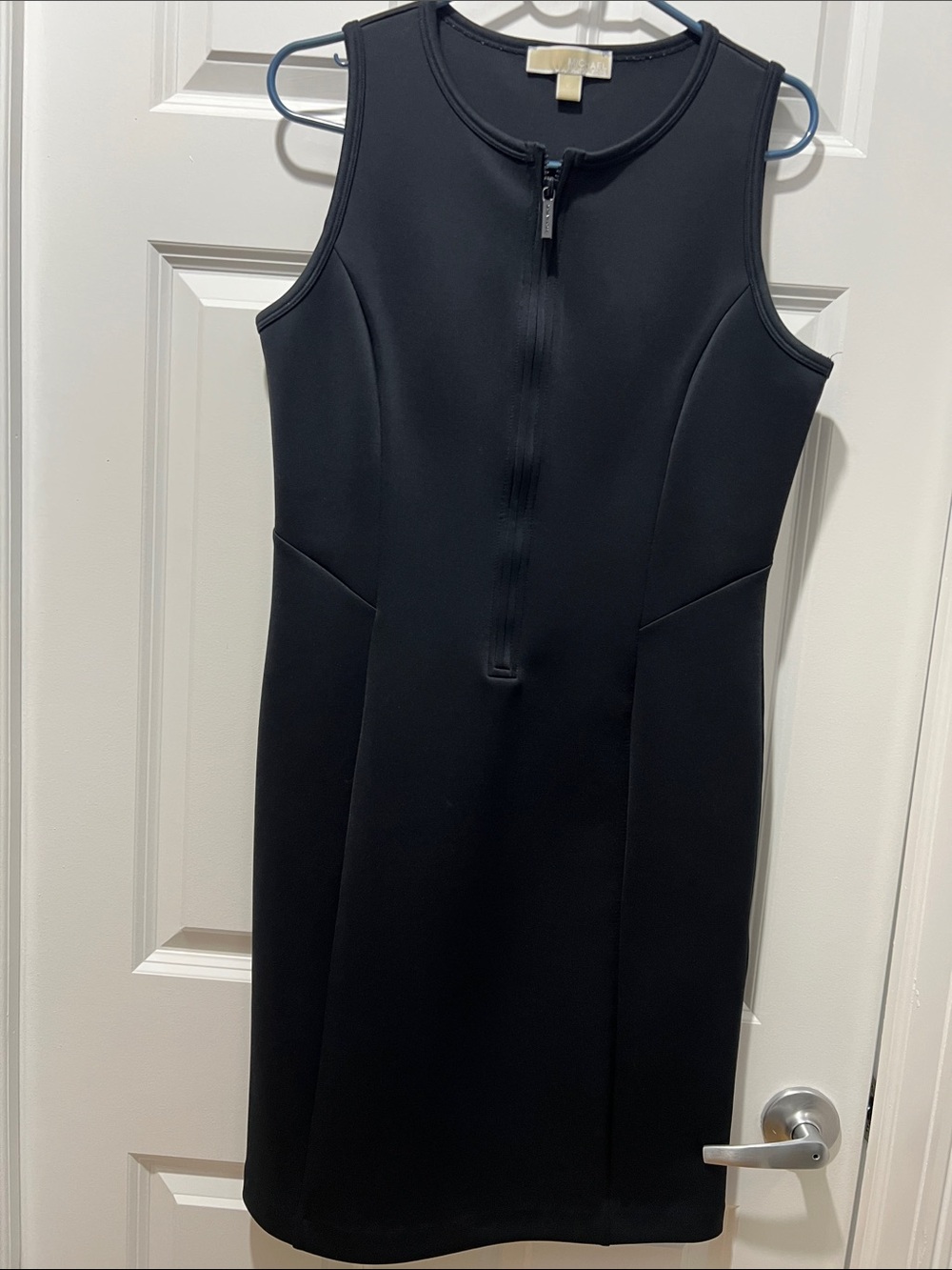 Michael Kors Sleeveless Black Zip-Front Sheath Dress